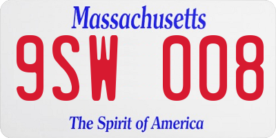 MA license plate 9SW008