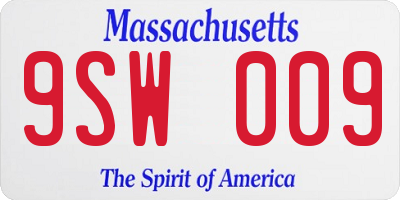 MA license plate 9SW009