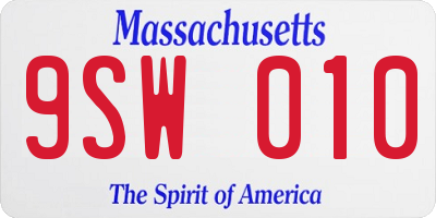 MA license plate 9SW010