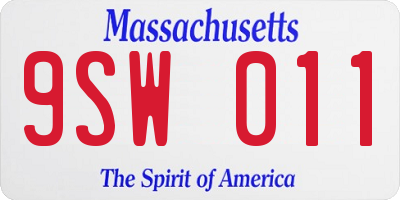 MA license plate 9SW011