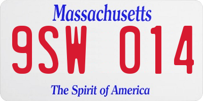 MA license plate 9SW014