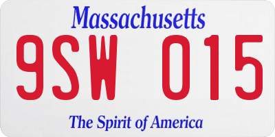 MA license plate 9SW015