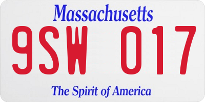 MA license plate 9SW017