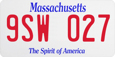 MA license plate 9SW027