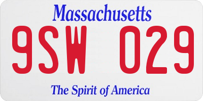 MA license plate 9SW029