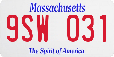 MA license plate 9SW031