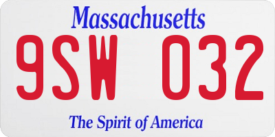 MA license plate 9SW032