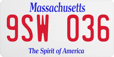 MA license plate 9SW036