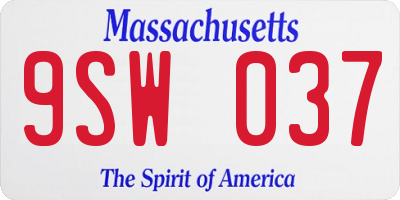 MA license plate 9SW037