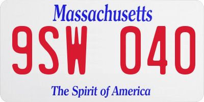 MA license plate 9SW040