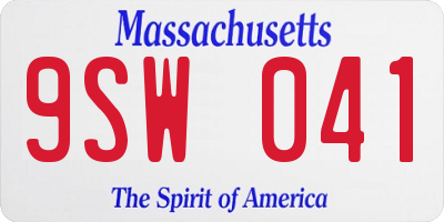 MA license plate 9SW041