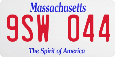 MA license plate 9SW044