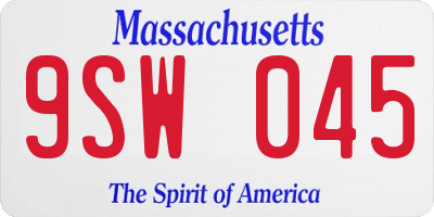MA license plate 9SW045