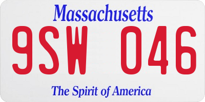 MA license plate 9SW046
