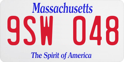 MA license plate 9SW048