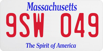 MA license plate 9SW049