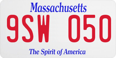 MA license plate 9SW050