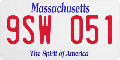 MA license plate 9SW051