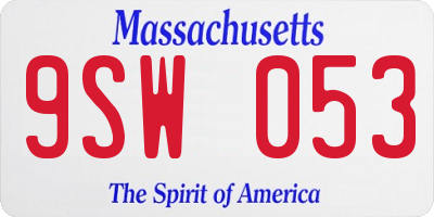 MA license plate 9SW053