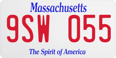 MA license plate 9SW055