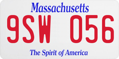 MA license plate 9SW056