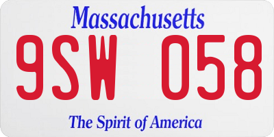MA license plate 9SW058