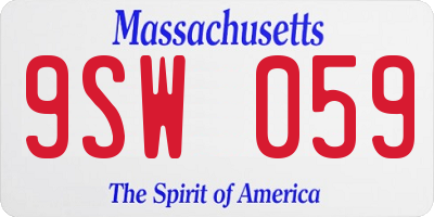 MA license plate 9SW059