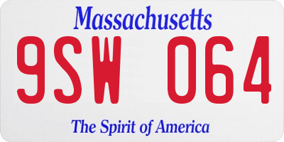 MA license plate 9SW064