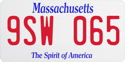 MA license plate 9SW065