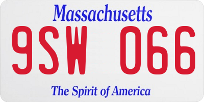 MA license plate 9SW066