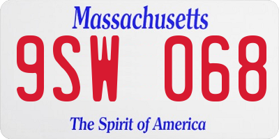 MA license plate 9SW068