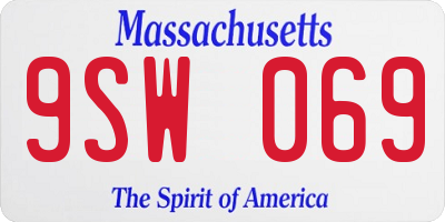 MA license plate 9SW069