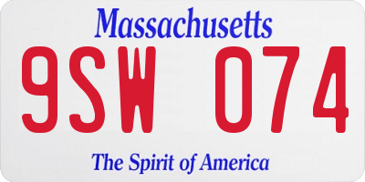 MA license plate 9SW074