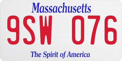 MA license plate 9SW076