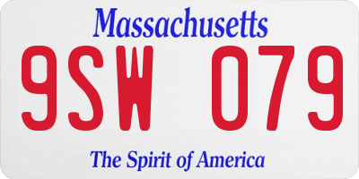 MA license plate 9SW079