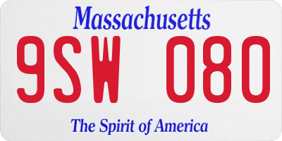 MA license plate 9SW080