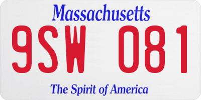 MA license plate 9SW081