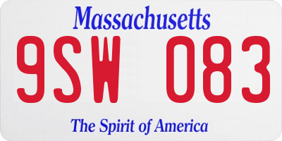 MA license plate 9SW083