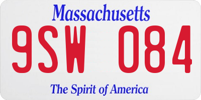 MA license plate 9SW084