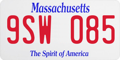 MA license plate 9SW085