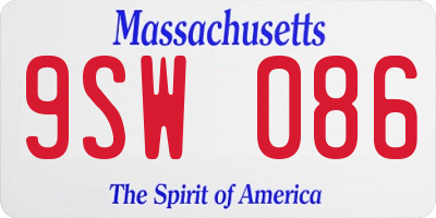 MA license plate 9SW086