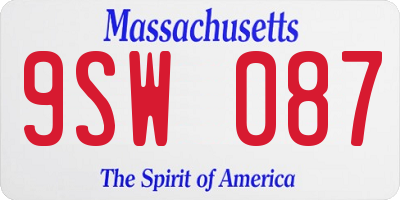 MA license plate 9SW087