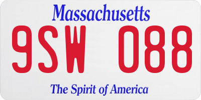 MA license plate 9SW088
