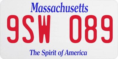 MA license plate 9SW089
