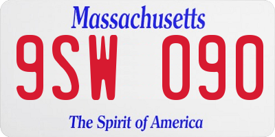 MA license plate 9SW090