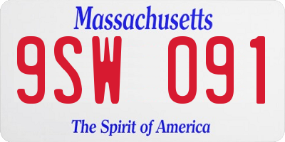 MA license plate 9SW091