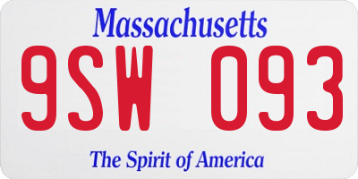 MA license plate 9SW093