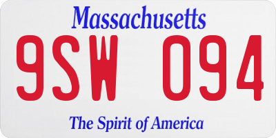 MA license plate 9SW094