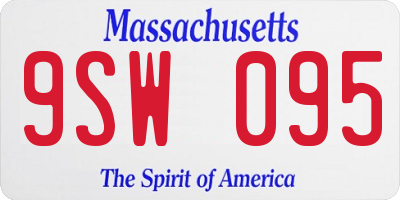 MA license plate 9SW095