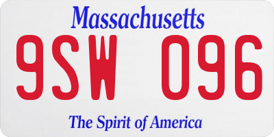 MA license plate 9SW096